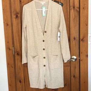 Blair button detail waffle duster cardigan